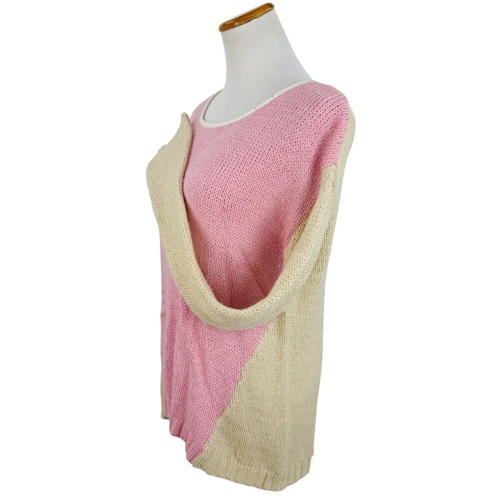 Vtg Y2K Nasty Gal Chunky Pink & Cream Boxy Relaxed Knit Sweater | Soft Girl Twee - Picture 13 of 16